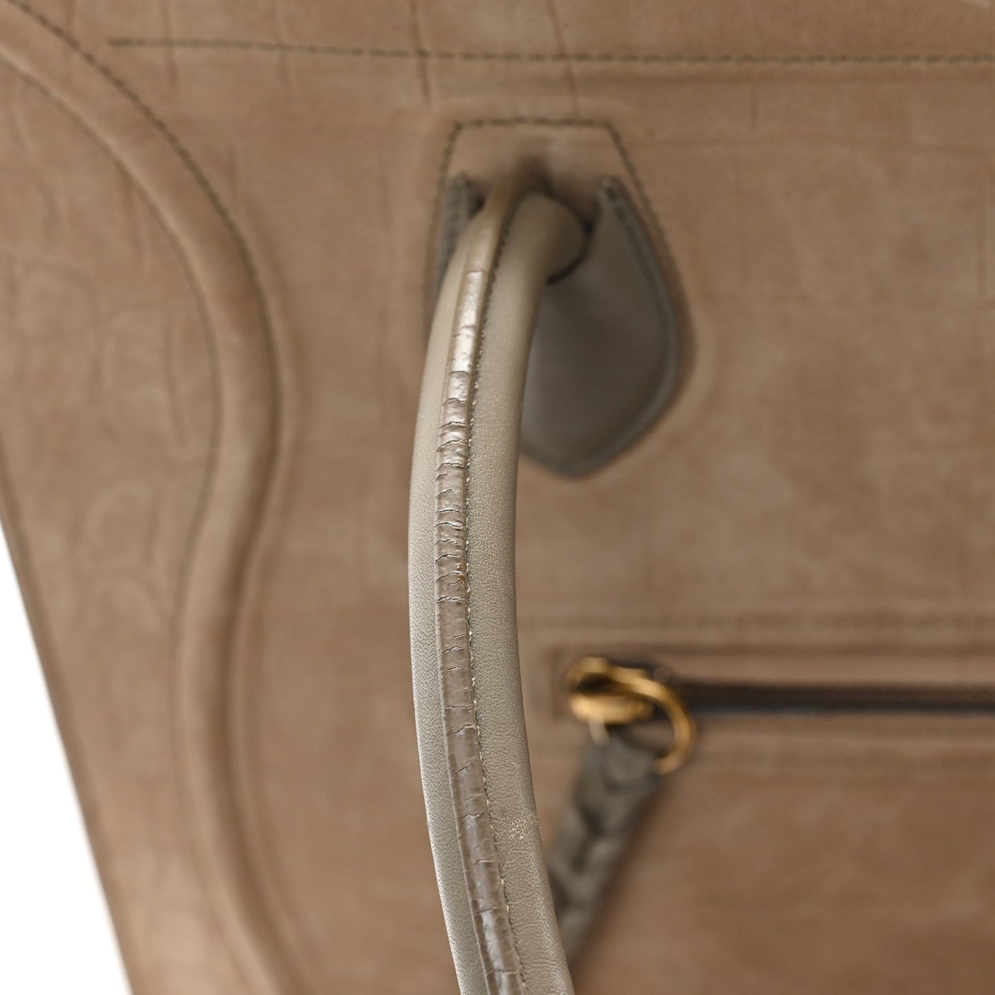 Crocodile Embossed Nubuck Medium Phantom Luggage Beige