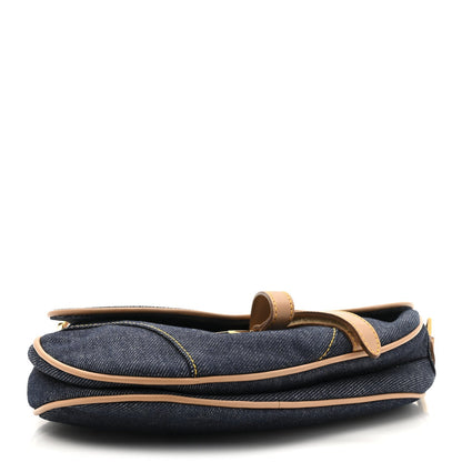 Denim Calfskin Saddle Bag Blue