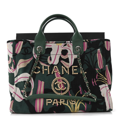 Velvet Calfskin Beaded Small Deauville Tote Pink Green Black