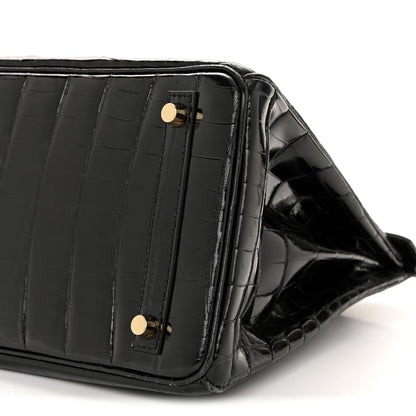 Shiny Niloticus Crocodile Birkin 30 Black