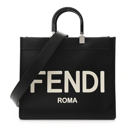 Vitello King Plexiglass Medium Fendi Sunshine Shopper Tote Black White