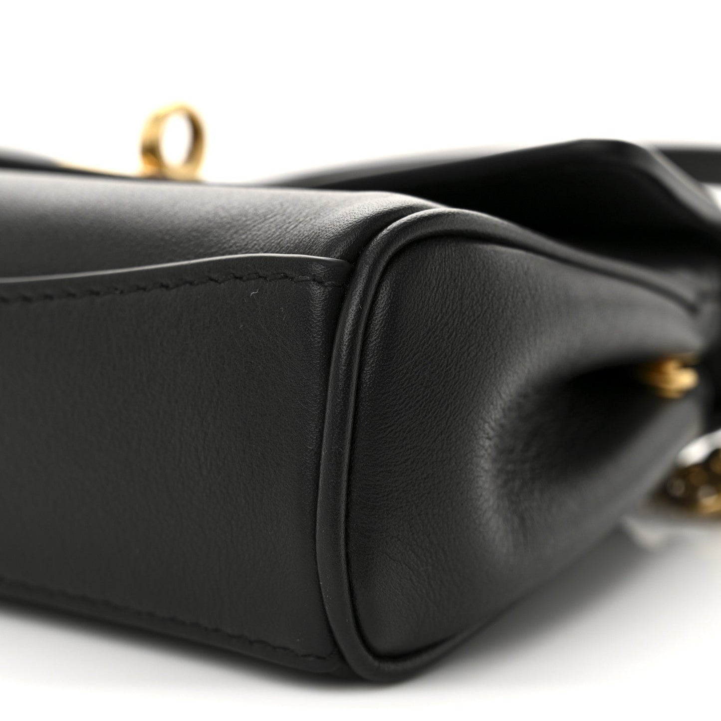 Natural Smooth Calfskin Nano Rodeo Top Handle Handbag Black