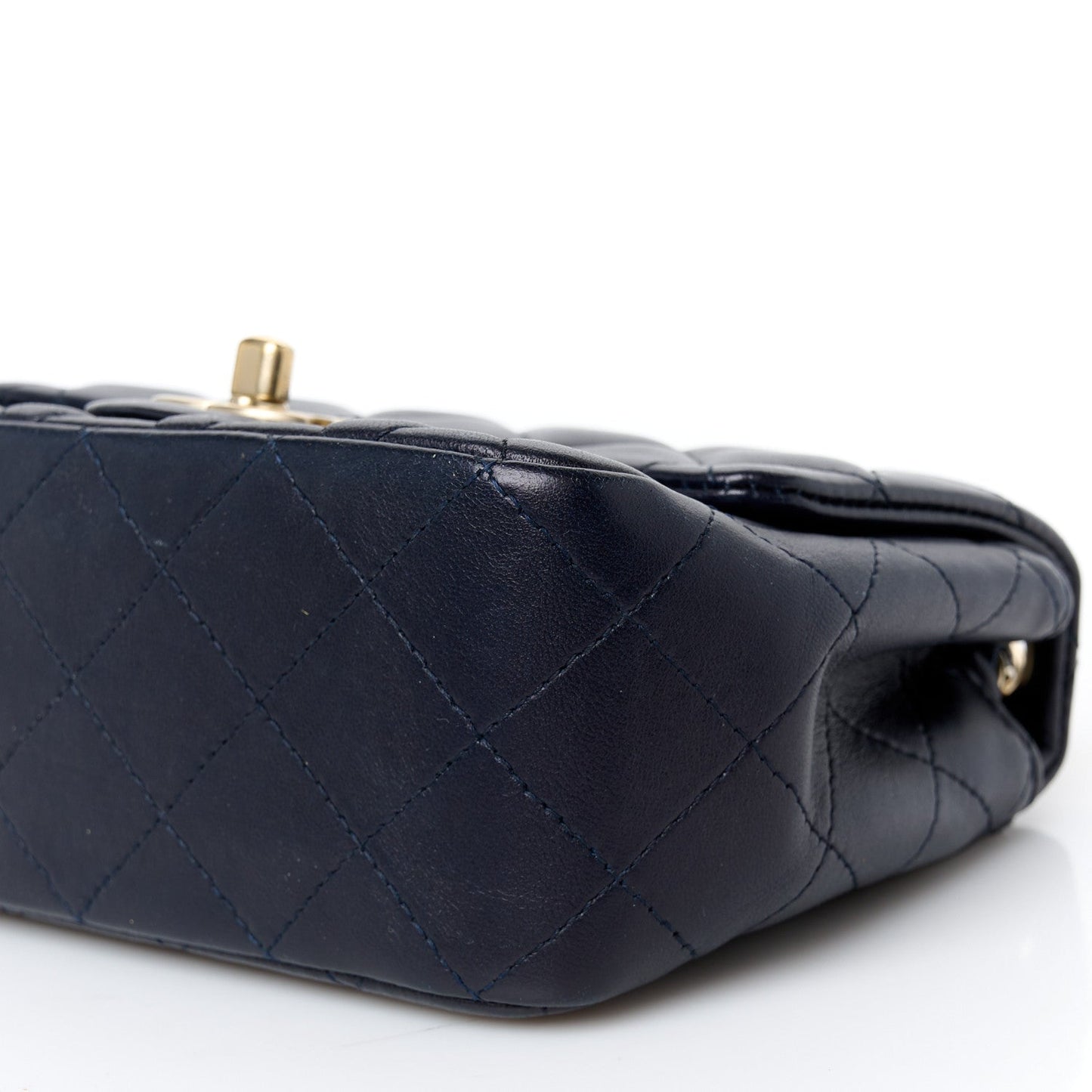 Lambskin Quilted Mini Square Flap Navy