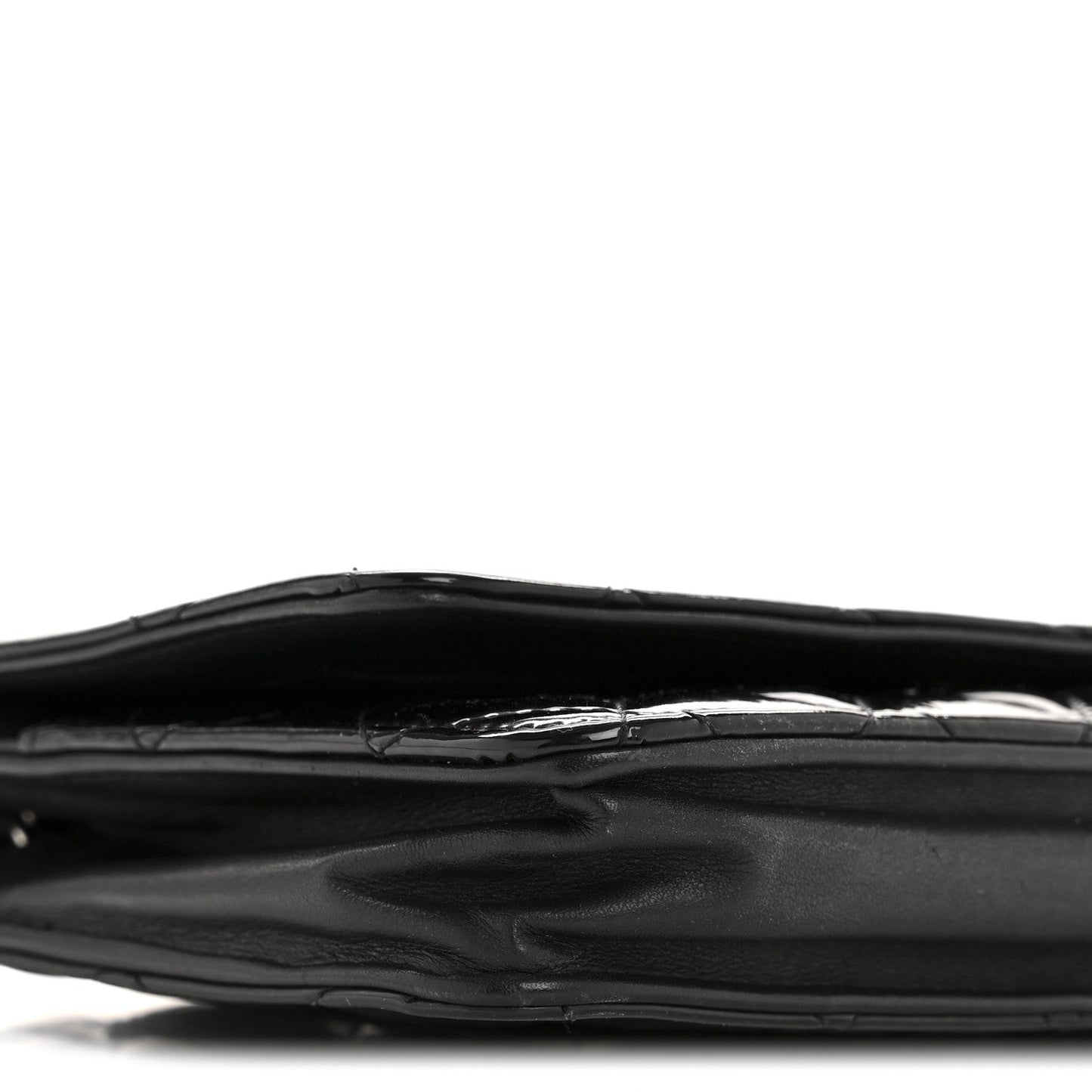Patent Quilted Wallet On Chain WOC Black