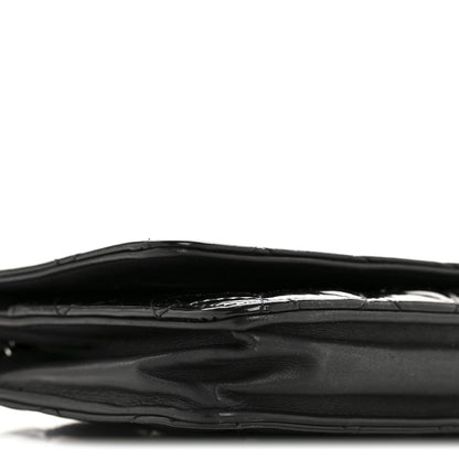 Patent Quilted Wallet On Chain WOC Black