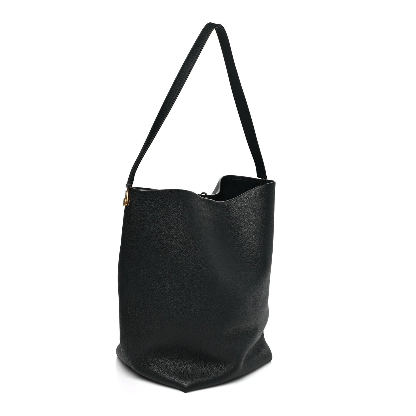 Grained Calfskin Medium N/S Hook Tote Black