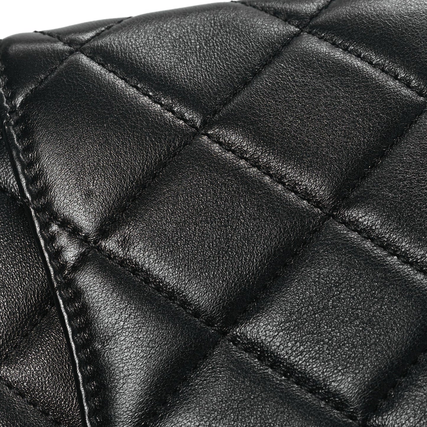 Shiny Lambskin Quilted Enamel CC Mini Flap Black