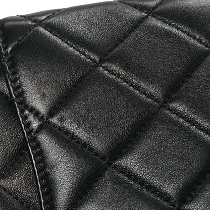 Shiny Lambskin Quilted Enamel CC Mini Flap Black