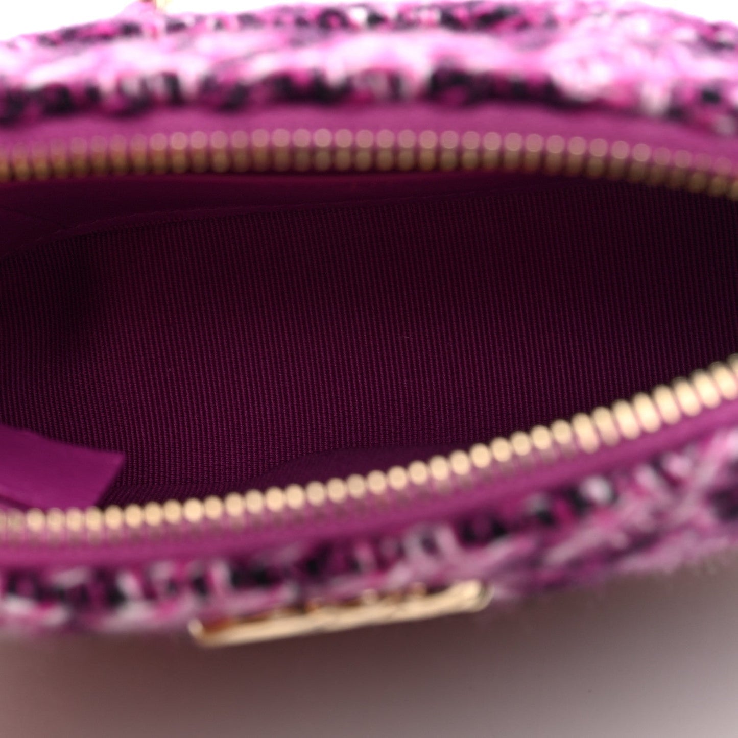 Tweed Quilted Mini Clutch With Chain Purple