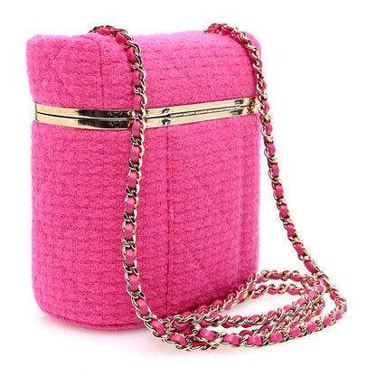 Tweed Quilted Small Vanity Case Fuchsia