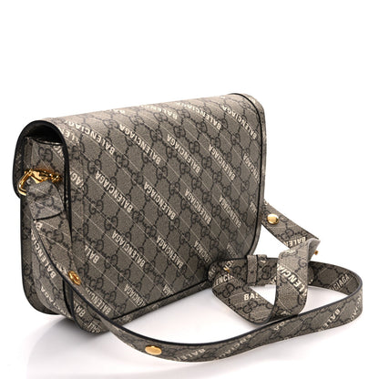 X BALENCIAGA GG Supreme Monogram Logo Print Horsebit 1955 Shoulder Bag Beige Ebony