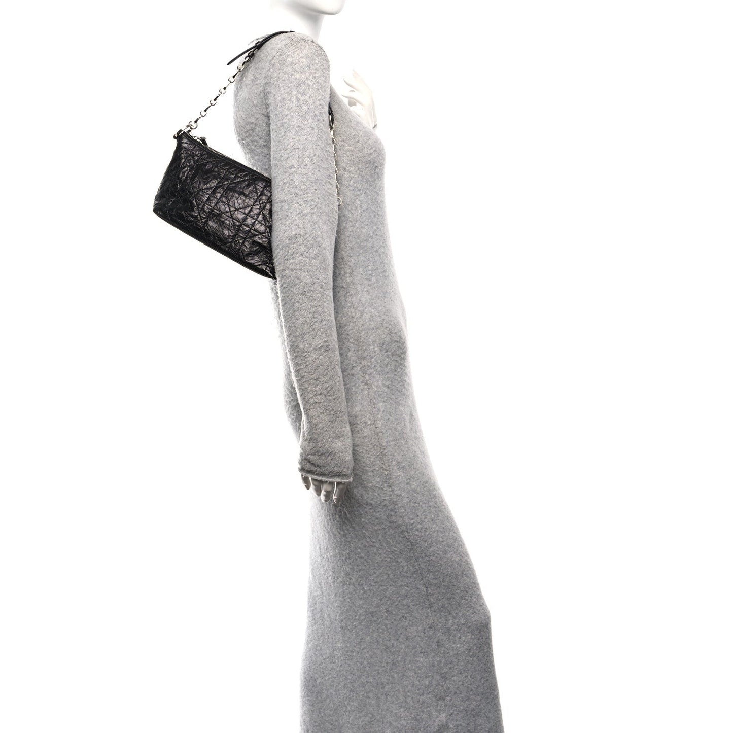 Crinkled Calfskin Macrocannage DiorStar Hobo Bag Black
