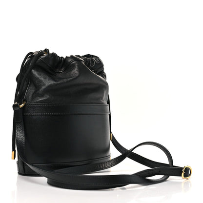 Azalea Sakai Calfskin Horsebit 1955 Drawstring Bucket Bag Black