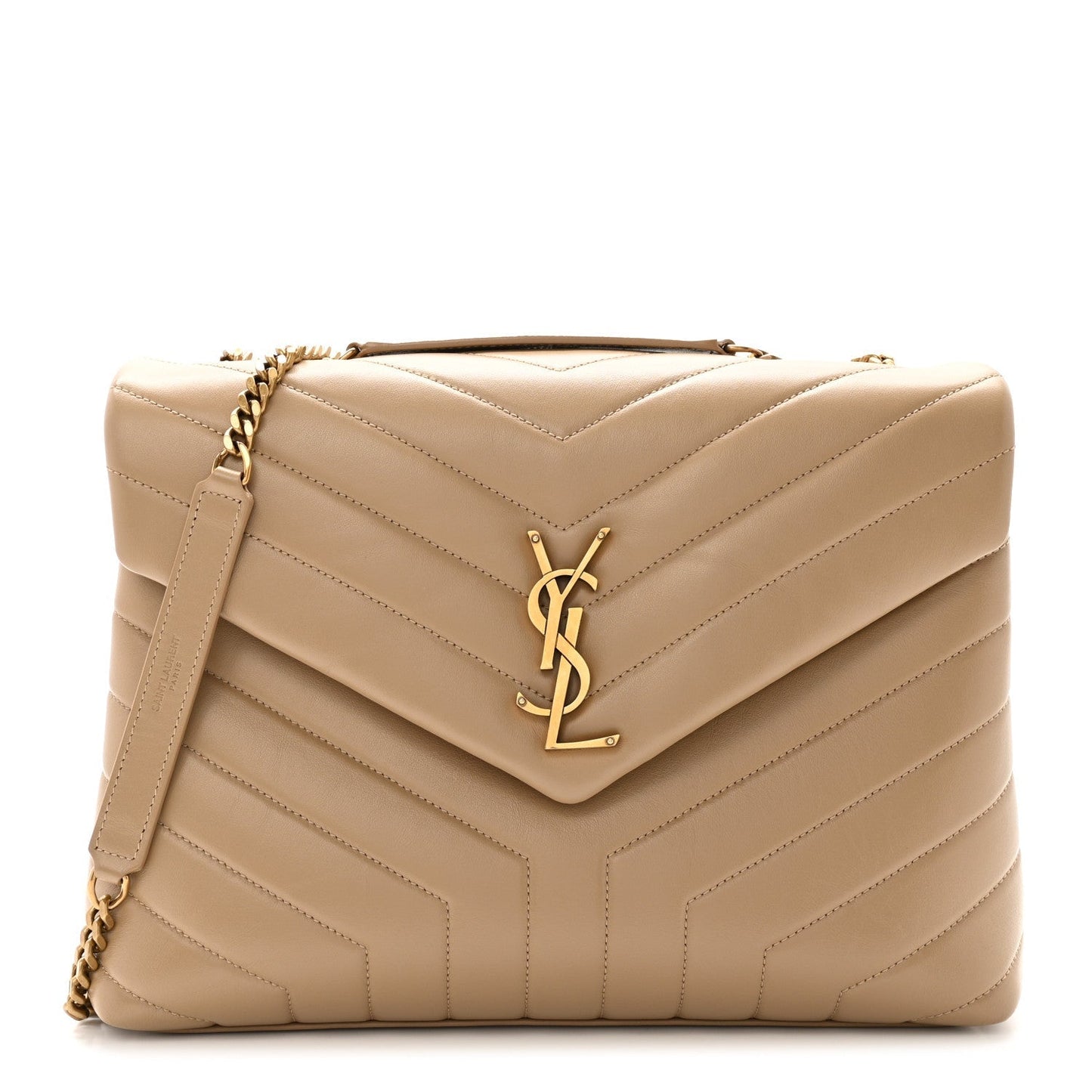 Calfskin Y Quilted Monogram Medium Loulou Chain Satchel Dark Beige