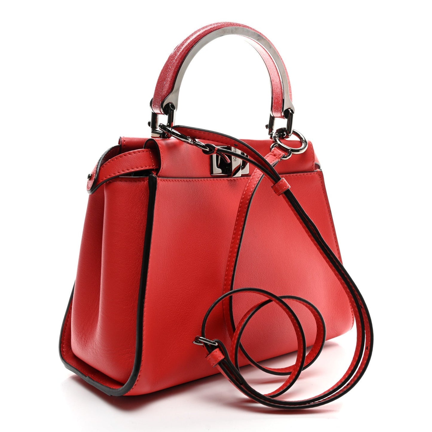 Vitello Seta Nappa Mini Plexi Handle Peekaboo Iconic Satchel Pomodoro