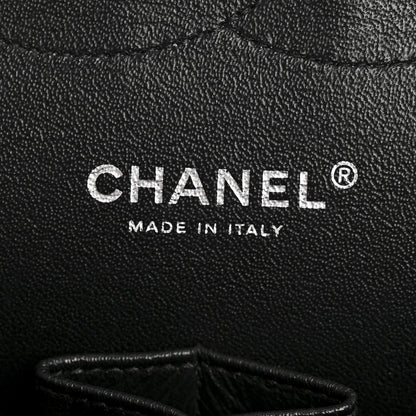 Shiny Crumpled Calfskin Quilted Jumbo Double Flap So Black