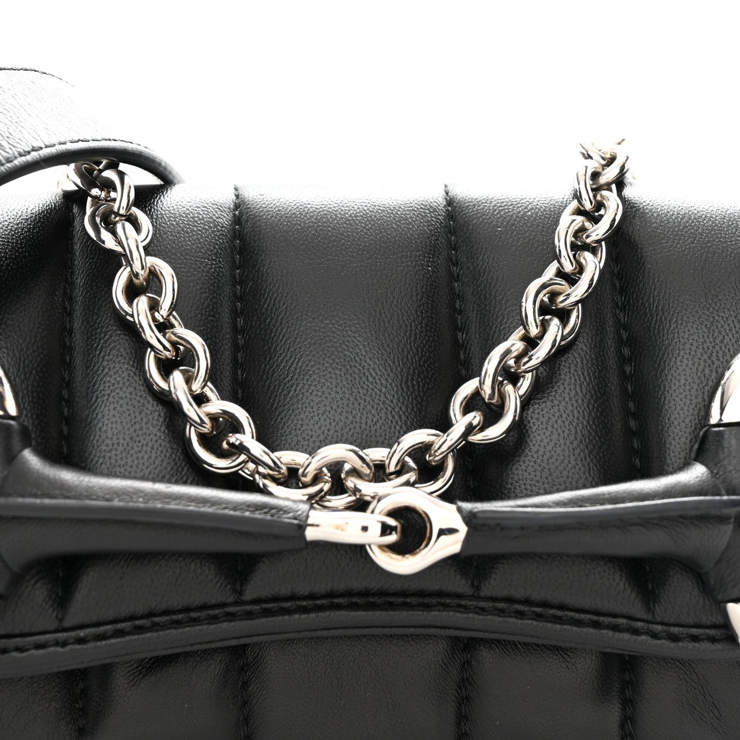 Nappa Vertical Matelasse Small Maxi Horsebit Chain Shoulder Bag Black