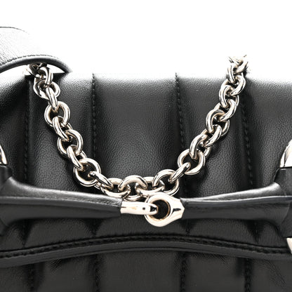 Nappa Vertical Matelasse Small Maxi Horsebit Chain Shoulder Bag Black