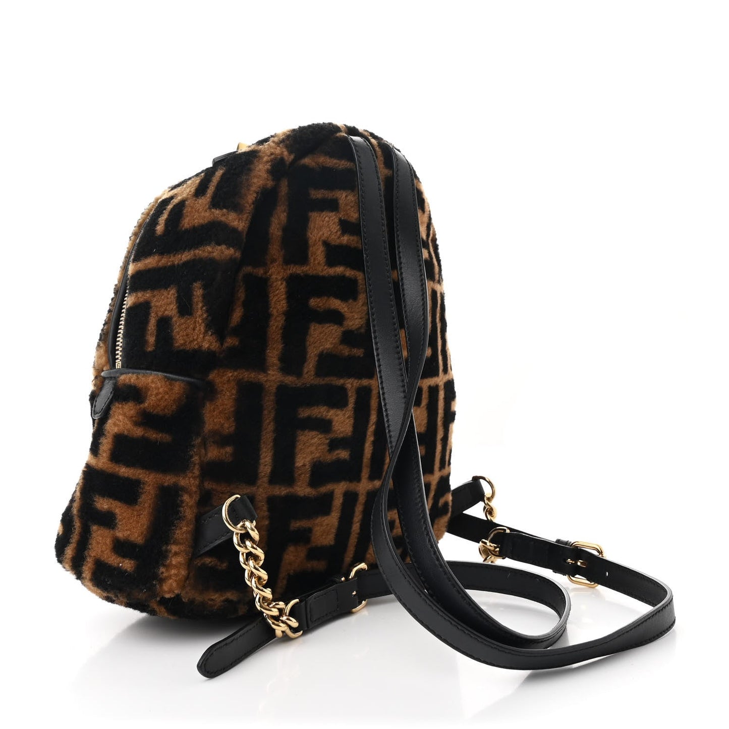 Shearling Macro FF 1974 Mini Backpack Tobacco Black