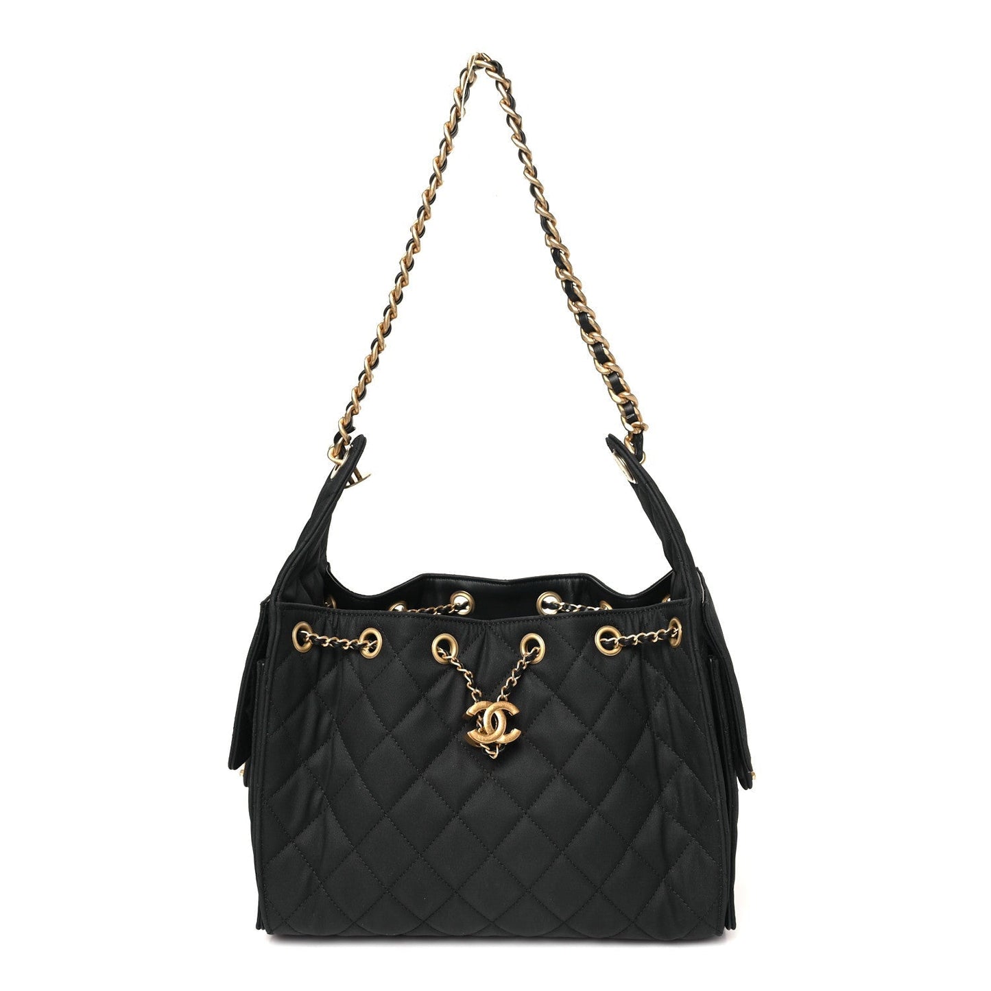 Canvas Quilted Small Chanel 25 Handbag Black