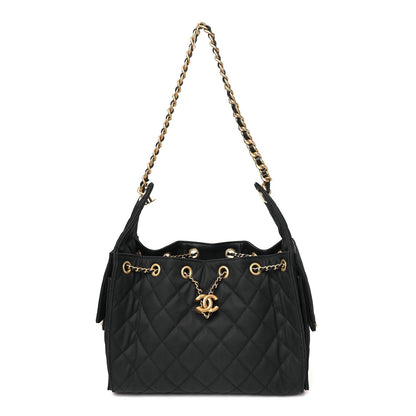 Canvas Quilted Small Chanel 25 Handbag Black