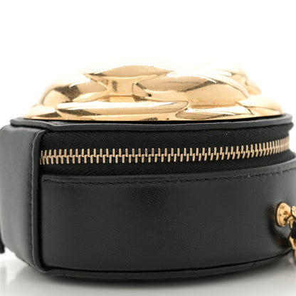 Metallic Lambskin Quilted Camelia Clutch Gold Black