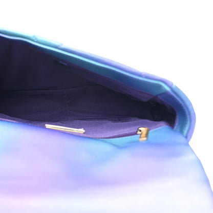 Tie Dye Calfskin Quilted Medium Chanel 19 Flap Blue Purple