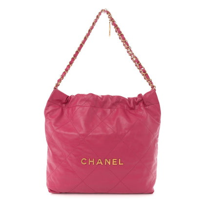 Shiny Calfskin Quilted Small Chanel 22 Fuchsia