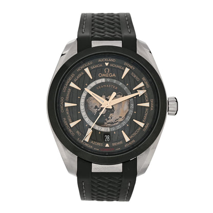 Stainless Steel Rubber 43mm Seamaster Aqua Terra World Time Chronometer Automatic Watch Green 220.30.43.22.10.001