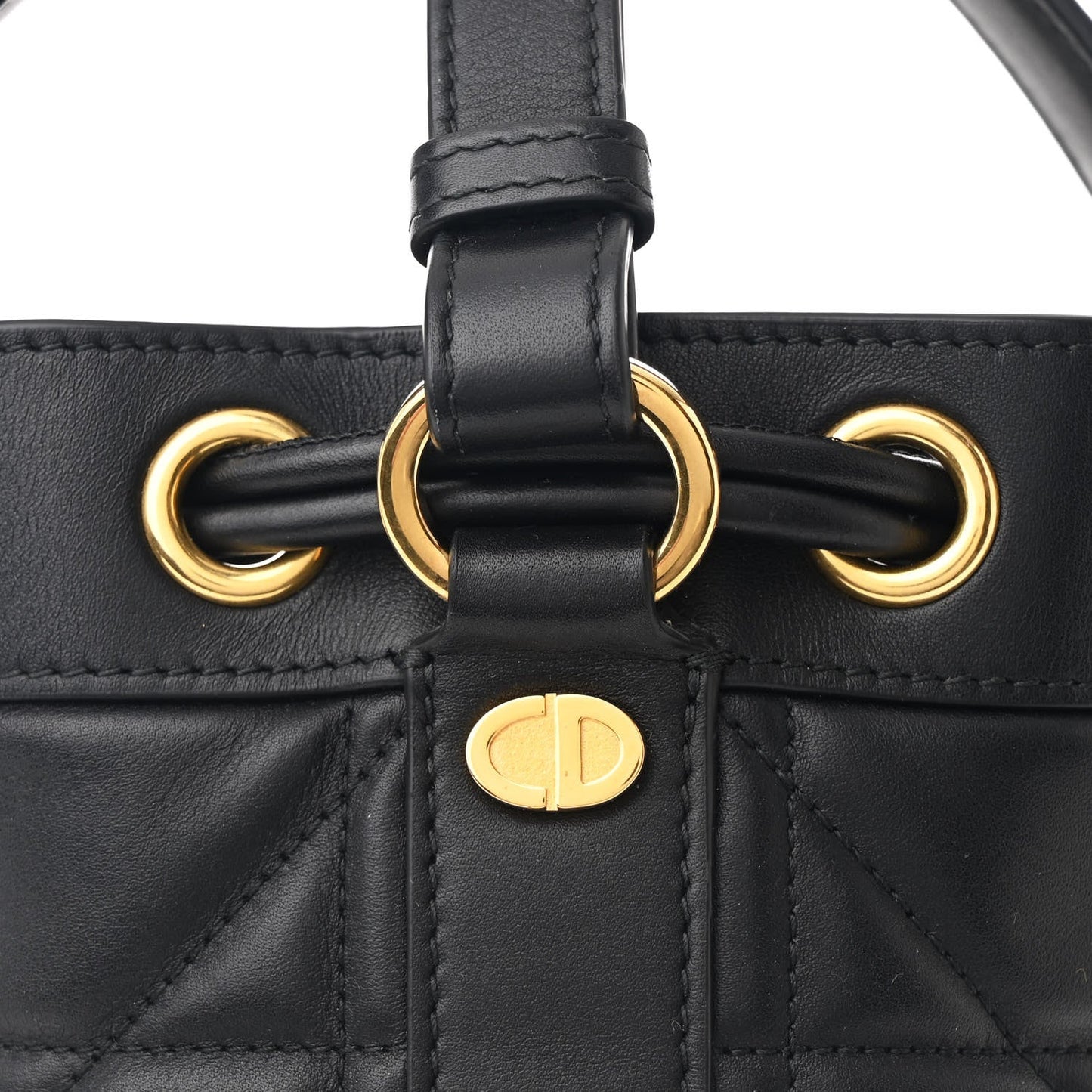 Calfskin Macrocannage Cannage Small Drawstring Backpack Black