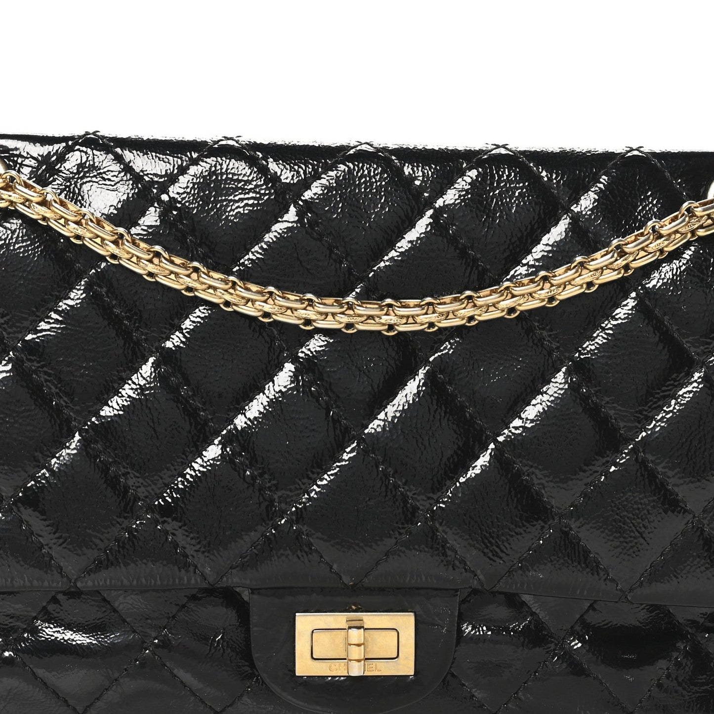 Distressed Patent Quilted 2.55 Reissue 226 Flap Black