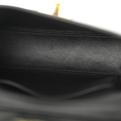 Natural Smooth Calfskin Nano Rodeo Top Handle Handbag Black