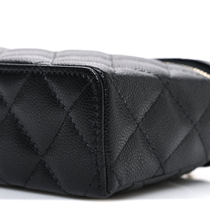 Caviar Quilted Top Handle Slim Vanity With Chain Black