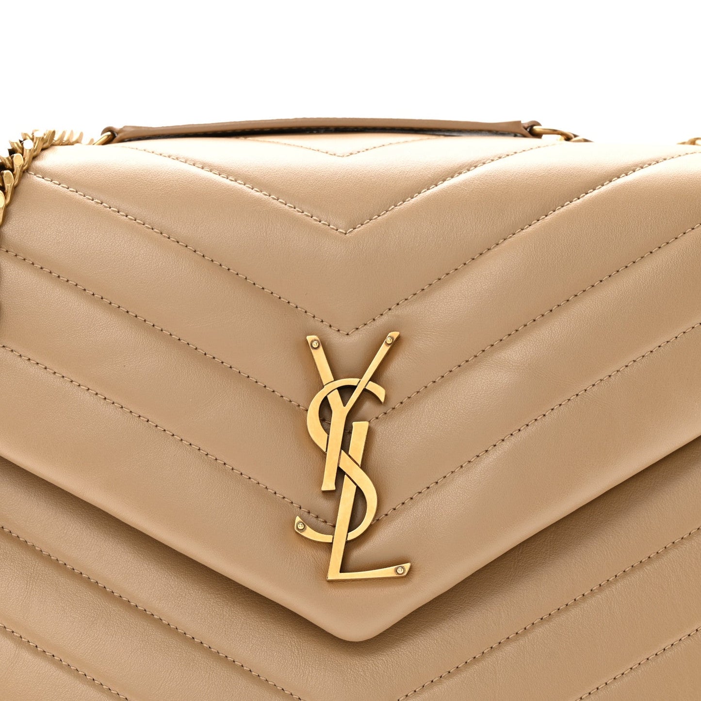 Calfskin Y Quilted Monogram Medium Loulou Chain Satchel Dark Beige