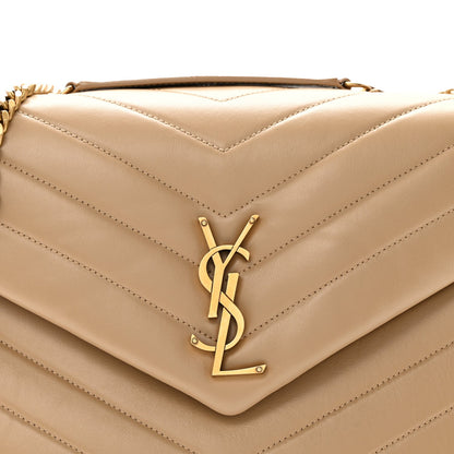 Calfskin Y Quilted Monogram Medium Loulou Chain Satchel Dark Beige