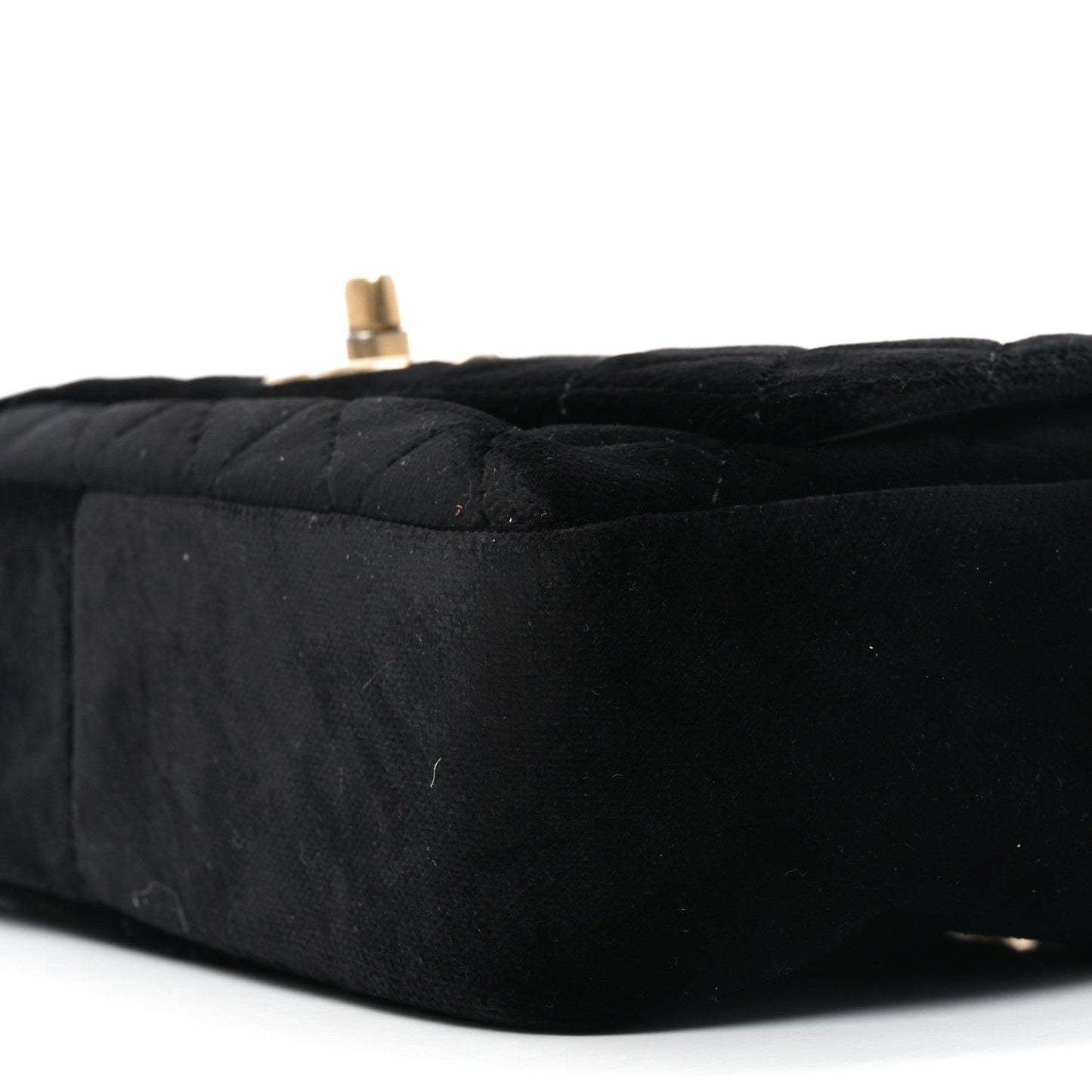 Velvet Quilted Small Camellia Flap Black