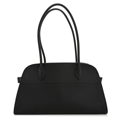 Matte Grained Calfskin Margaux Shoulder 12 Black