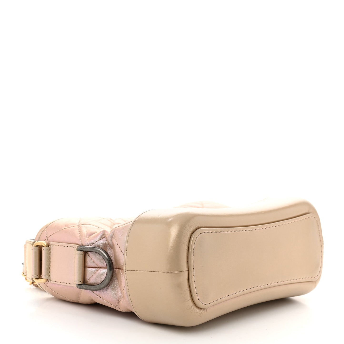 Iridescent Aged Calfskin Quilted Small Gabrielle Hobo Light Pink