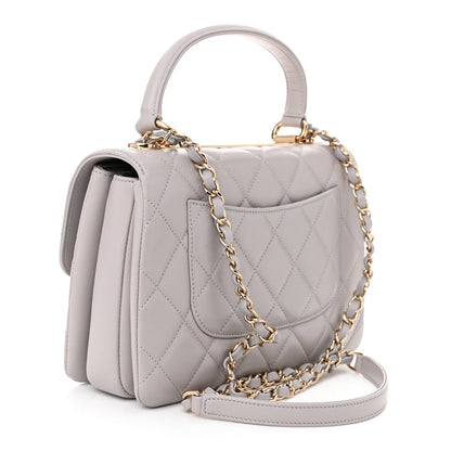 Lambskin Quilted Small Trendy CC Flap Dual Handle Bag Grey