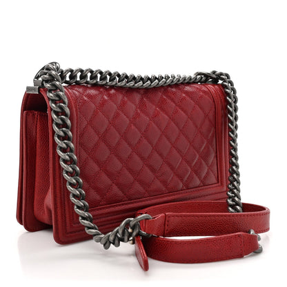 Caviar Quilted Medium Boy Flap Red