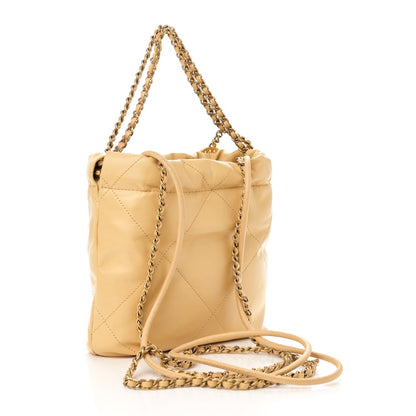 Shiny Calfskin Quilted Mini Chanel 22 Yellow