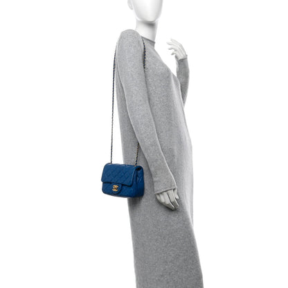 Lambskin Quilted Mini Pearl Crush Flap Blue