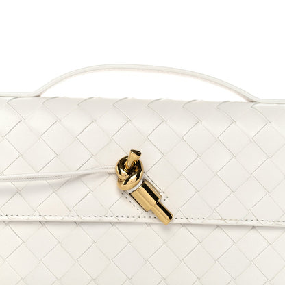 Nappa Intrecciato Long Andiamo Top Handle Clutch White