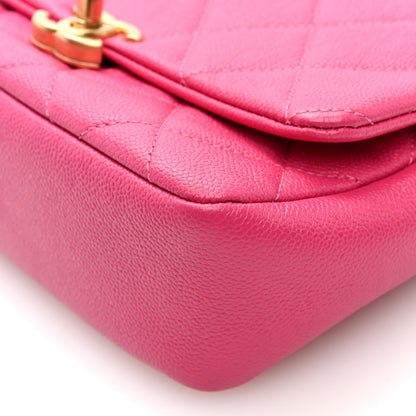 Shiny Caviar Quilted Small Chain Melody Flap Dark Pink