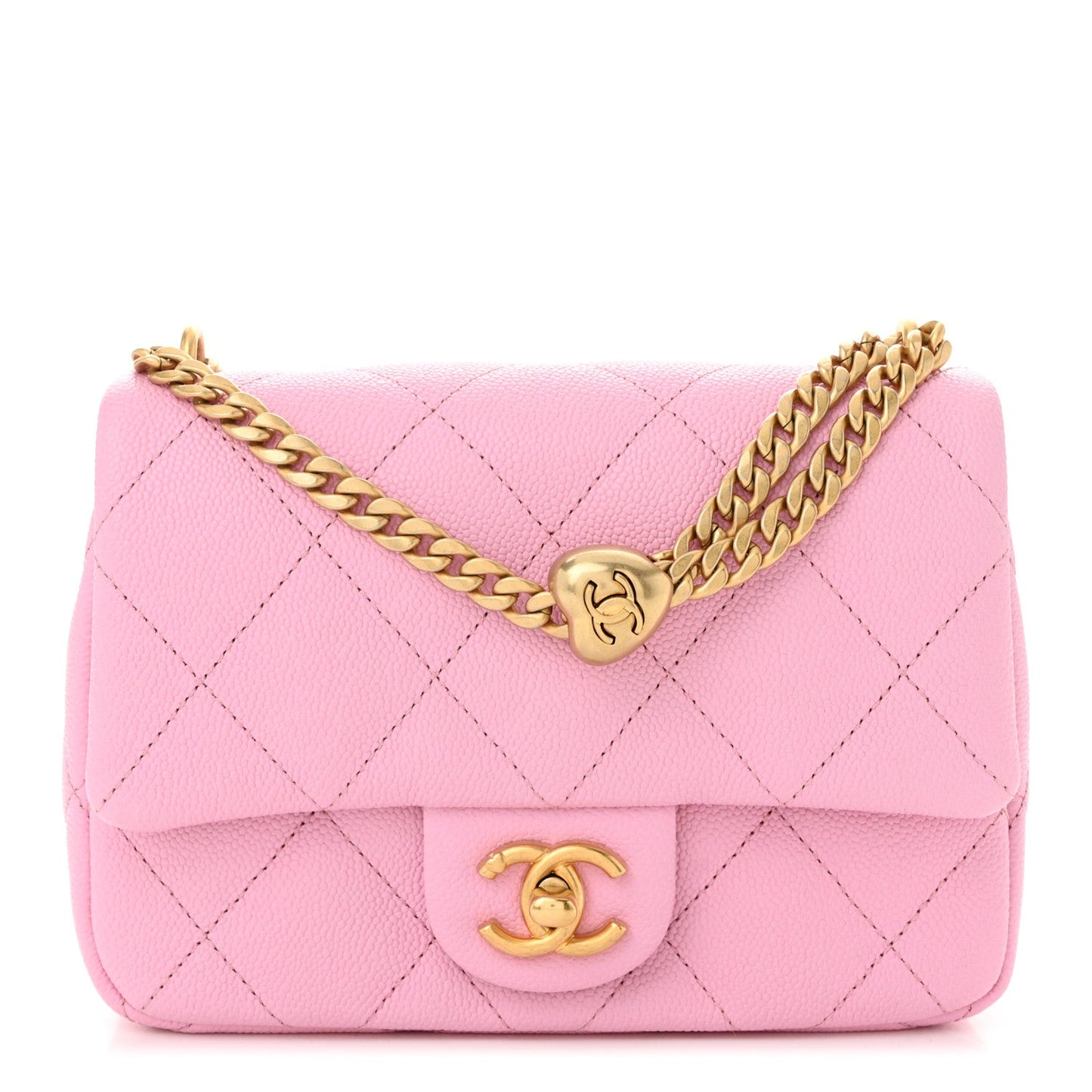 Caviar Quilted Mini Sweetheart Flap Lilac