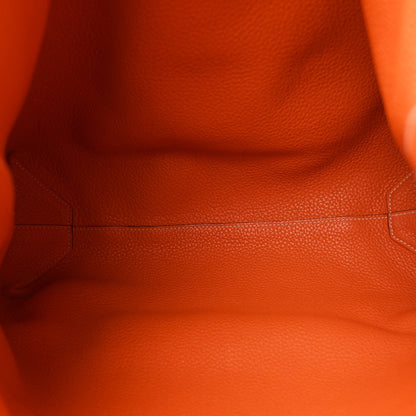 Taurillon Clemence Double Sens 36 Reversible Tote Moutarde Orange