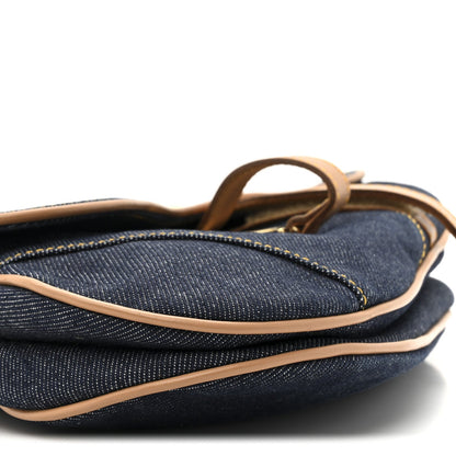Denim Calfskin Saddle Bag Blue