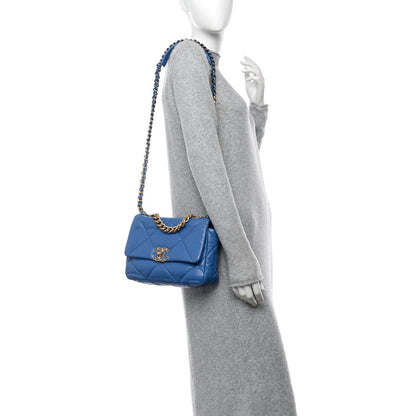 Lambskin Quilted Medium Chanel 19 Flap Blue