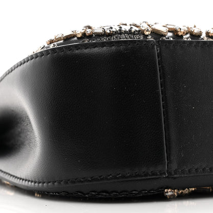 Lambskin Embellished Crystal Mini T-Bar Bag Black