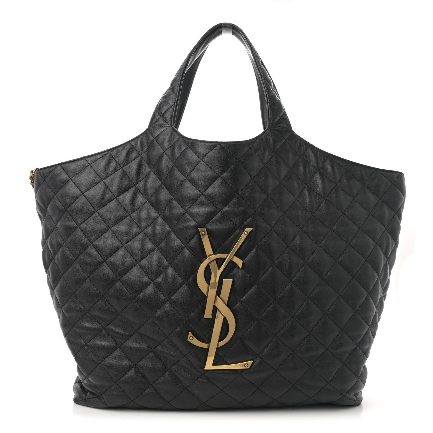 Lambskin Quilted Maxi Icare Shopping Tote Black